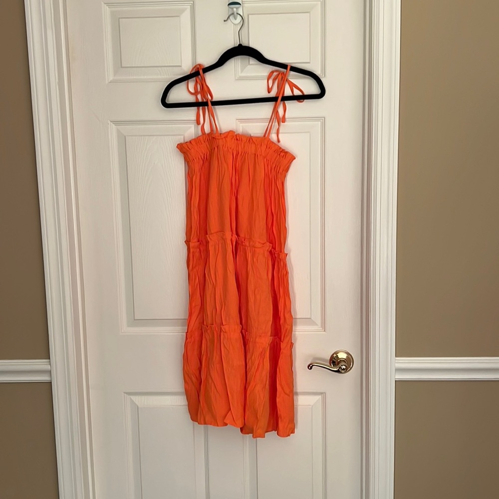 Tie shoulder midi dress